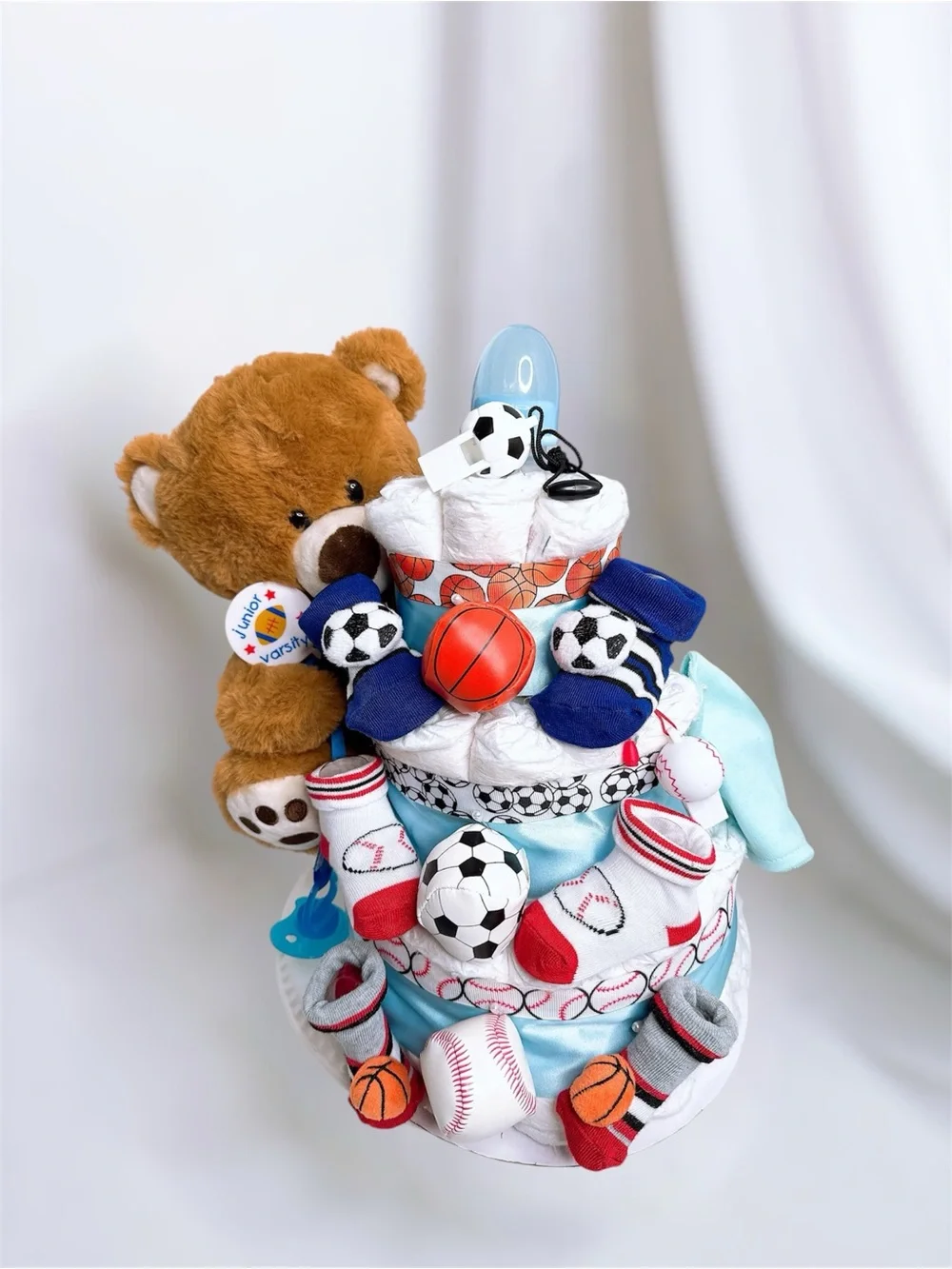Sports Diaper Cake, Teddy Bear Diaper Cake, Baby Shower Gift